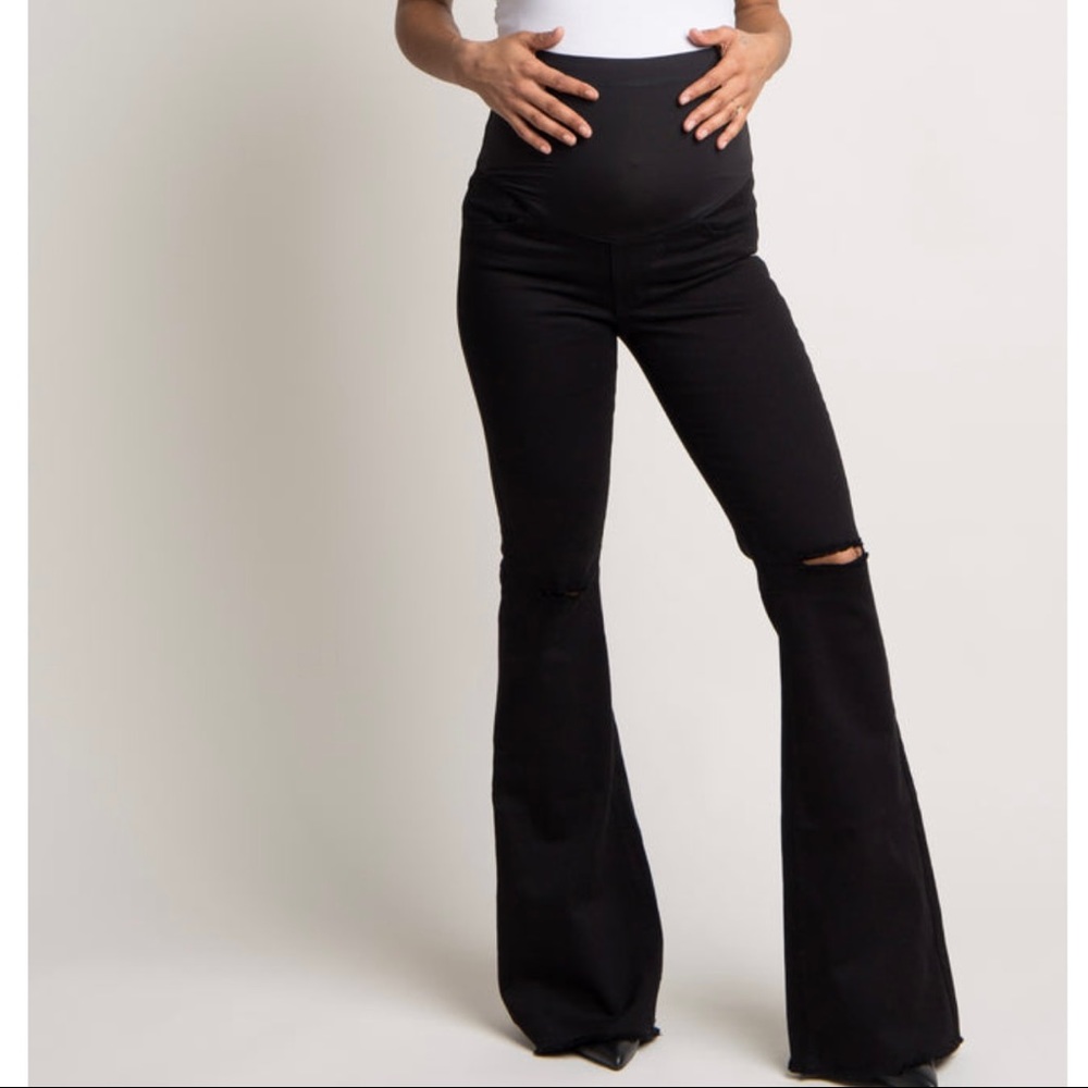PinkBlush Black Maternity Flare Jeans Size 25
